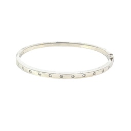 [M7588] 14Kt White Gold Gypsy Set Bangle With (11) Round Diamonds Weighing 0.26cttw