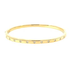 [M7591] 14Kt Yellow Gold Gypsy Set Bangle With (11) Round Diamonds Weighing 0.26cttw