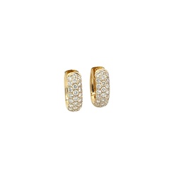 [M7379] 14Kt Yellow Gold Three Row Pave Huggie Hoops With (48) Round Diamonds Weighing 1.26cttw