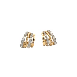 [M5982] 14Kt Yellow Gold Four Row Hoops With (48) Round Diamonds Weighing 0.65cttw