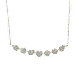 [M6172] 14Kt White Gold Illusion Bar Necklace With (69) Round Diamonds Weighing 1.93cttw