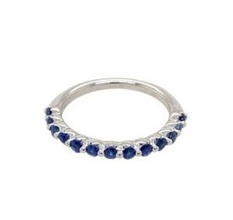 [WB2802S] 14Kt White Gold Shared Prong Half Eternity Band With (13) Round Sapphires Weighing 0.58cttw