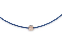 [08-24-S541-11] 18Kt Rose Gold Blueberry Nautical Cable Square Station Necklace With (9) Round Diamonds Weighing 0.05cttw