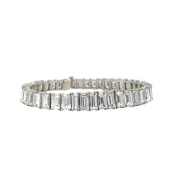 [PSBB4019-P] Platinum Tennis Bracelet With (42) Baguette Diamonds Weighing 30.00cttw