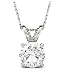 [S06636] 14Kt White Gold Solitaire Pendant Necklace With A Round Diamond Weighing 3.09ct J/I1 18"