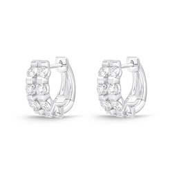 [CHHO30612128W72000] Diamond Two Row Hoop Earrings 1.15cttw