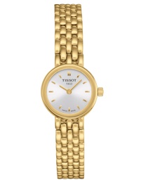 [T058.009.33.031.00] 19.5mm Lovely Ladies Quartz Movement Watch With A Silver Dial And Stainless Steel Gold Tone Strap