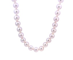 [8ST-15081] 14Kt White Gold Pearl Strand With (46) 8x7.5mm Cultured Pearls