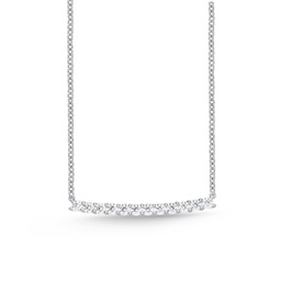 [CNUB23118008W72000] 18Kt White Gold Bar Necklace With (12) Round Diamonds Weighing 0.78cttw