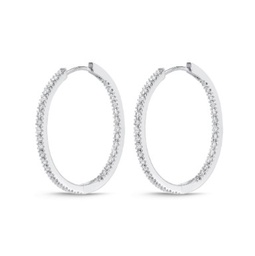[CHHO22128248W72000] 18Kt White Gold In/Out Hoops With (68) Round Diamonds Weighing 0.98cttw
