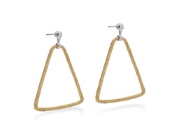 [03-37-6007-00] 18Kt White Gold Yellow Nautical Cable Triangle Drop Earrings