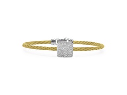 [04-37-1664-11] 18Kt White Gold And Yellow Nautical Cable Diamond Square Station Bracelet With (36) Round Diamonds Weighing 0.30cttw