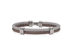 [04-87-6228-00] Stainless Steel Grey And Bronze Twisted Nautical Cable Men's Bracelet