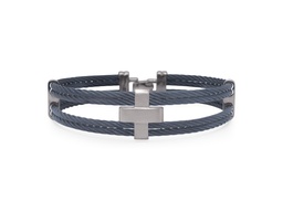 [04-88-4336-00] Stainless Steel Blueberry Nautical Cable Crossed Men's Bracelet