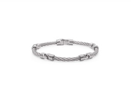 [06-32-0955-00] Stainless Steel Grey Nautical Cable Soft Link Men's Bracelet