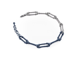 [06-96-0080-00] Stainless Steel Blueberry And Grey Nautical Cable Chain Link Bracelet 6.5"