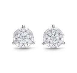 [FEBQ12200008W72000] 18Kt White Gold Bouquet Three Prong Studs With (20) Round Diamonds Weighing 0.34cttw