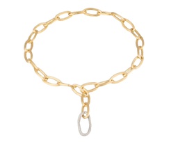 [CB2667 B YW Q6] 18Kt Two Toned Jaipur Lariat With A Pave Link Weighing 1.26cttw 18"