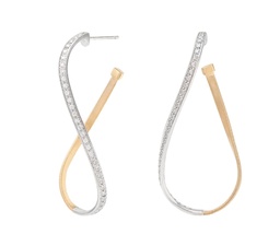 [OG405 B YW M5] 18Kt Two Toned Marrakech Twisted Hoops With (66) Round Diamonds Weighing 0.53cttw