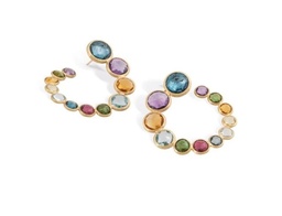 [OB1801 MIX323 Y 02] 18Kt Yellow Gold Jaipur Mixed Gemstone Swirl Earrings