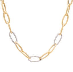 [CB2666 B2 YW Q6] 18Kt Two Toned Jaipur Link Necklace With Three Diamond Links Weighing 2.50cttw