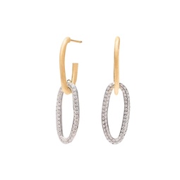 [OB1809 B YW Q6] 18Kt Two Toned Jaipur Link Drop Earrings With Round Diamonds Weighing 1.07cttw
