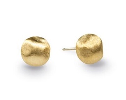 [OB1015 Y 02] 18Kt Yellow Gold Africa Bead Stud Earrings