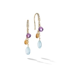 [OB1742-AB MIX01T Y 02] 18Kt Yellow Gold Paradise Mixed Gemstone Earrings With (6) Round Diamonds Weighing 0.05cttw