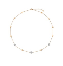 [CB1838-E B YW Q6] 18Kt Yellow Gold Siviglia Bead Necklace With Round Diamonds Weighing 0.60cttw
