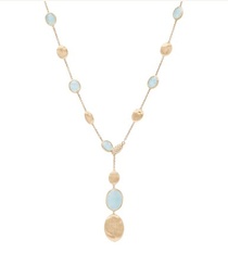 [CB2653-B AQ01 Y 02] 18Kt Yellow Gold Siviglia Necklace With Ten Stations Of Aquamarine And (13) Round Diamonds Weighing 0.10cttw