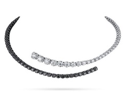 [NK2301-B/W] 18Kt White Gold Choker Necklace With Round Black Diamonds Weighing 3.87ct And Round White Diamonds Weighing 4.68ct