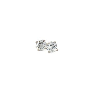 [S07612] Round Brilliant Cut Diamond Studs 1.80cttw J/SI1-2 14Kt White Gold Cocktail Pushbacks