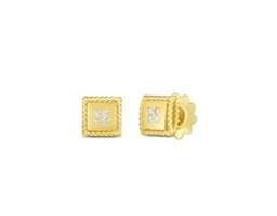 [7772792AYERX] 18Kt Yellow Gold Palazzo Ducale Studs With (8) Round Diamonds Weighing 0.09cttw