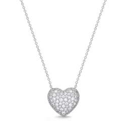 [CNCS10318008W72000] 18Kt White Gold Pave Heart Necklace With (73) Round Diamonds Weighing 0.49cttw