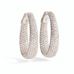 [E61371.4] 14Kt White Gold Pave Oblong Hoops With (330) Round Diamonds Weighing 5.75cttw