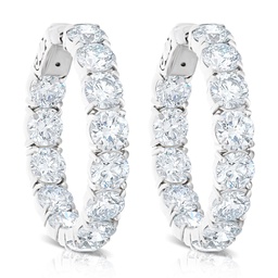 [E70532B.3] 18Kt White Gold In/Out Hoops With (26) Round Diamonds Weighing 11.94cttw