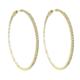 [E77386] 14Kt Yellow Gold In/Out Hoops With (156) Round Diamonds Weighing 3.10cttw