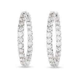 [E78403] 14Kt White Gold In/Out Hoops With (46) Round Diamonds Weighing 4.20cttw