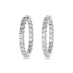[E78500] 14Kt White Gold In/Out Hoops With (40) Round Diamonds Weighing 4.87cttw