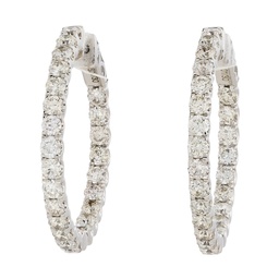[E79012] 14Kt White Gold In/Out Hoops With (48) Round Diamonds Weighing 2.15cttw