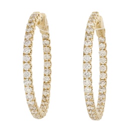 [E79019] 14Kt Yellow Gold In/Out Hoops With (66) Round Diamonds Weighing 2.05cttw