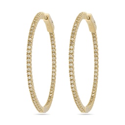 [E79356] 14Kt Yellow Gold In/Out Hoops With (116) Round Diamonds Weighing 1.15cttw