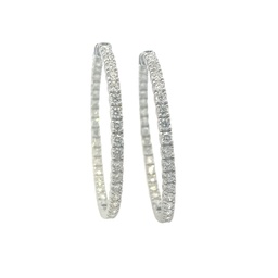 [E24622] 14Kt White Gold In/Out Hoops With (78) Round Diamonds Weighing 7.04cttw