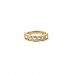 [7257-9] 18Kt Yellow Gold Bezel Set Band With (9) Emerald Cut Diamonds Weighing 0.94cttw
