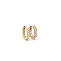 [7354-3] 18Kt Yellow Gold In/Out Hoops With (20) Emerald Cut Diamonds Weighing 1.81cttw