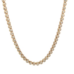 [7542-7] 18Kt Yellow Gold Bezel Set Tennis Necklace With (120) Round Diamonds Weighing 4.06cttw
