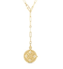 [7773112AY19X] 18Kt Yellow Gold Palazzo Locket With (21) Round Diamonds Weighing 0.25cttw