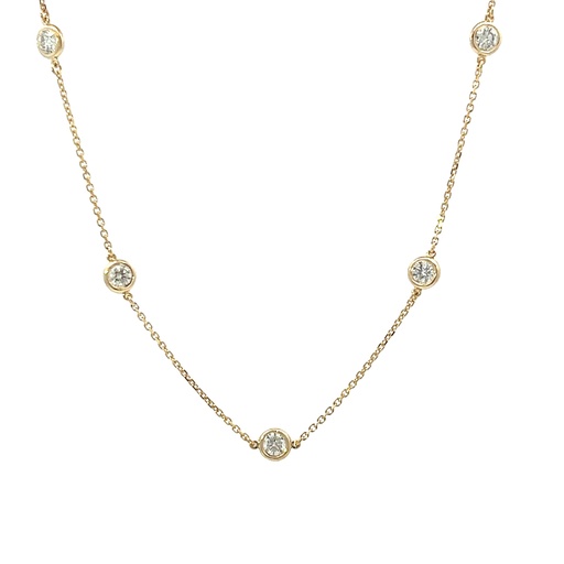 [C1-180-Y] 14Kt Yellow Gold Diamond By The Inch Necklace With (12) Round Diamonds Weighing 1.78cttw