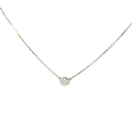 [C10-25-W] 14Kt White Gold Solitaire Necklace With A Round Diamond Weighing 0.25cttw