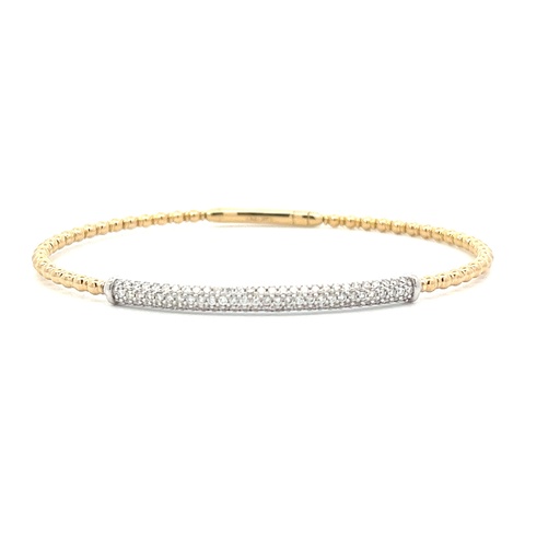 [B9154B] 14Kt Two Toned Pave Bangle With (87) Round Diamonds Weighing 0.62cttw